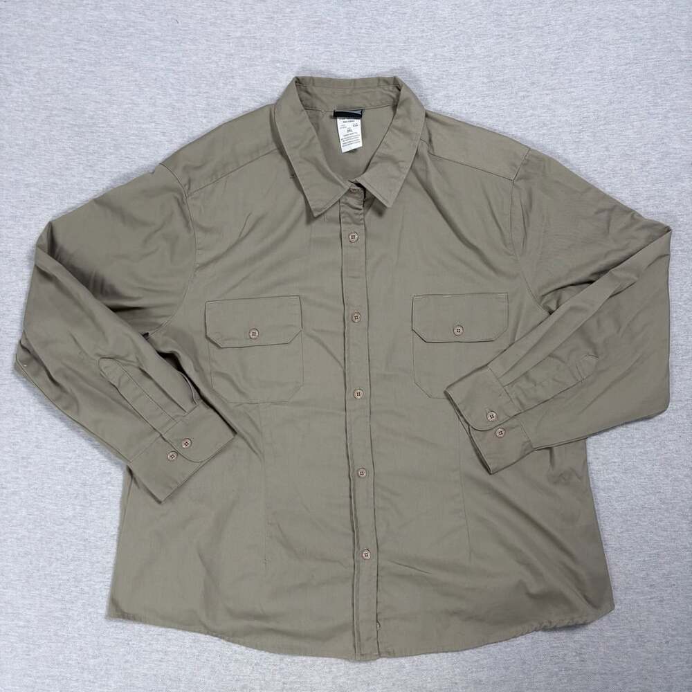 Authentic Cherokee Workwear Khaki Long Sleeve Button Up Shirt 3XL